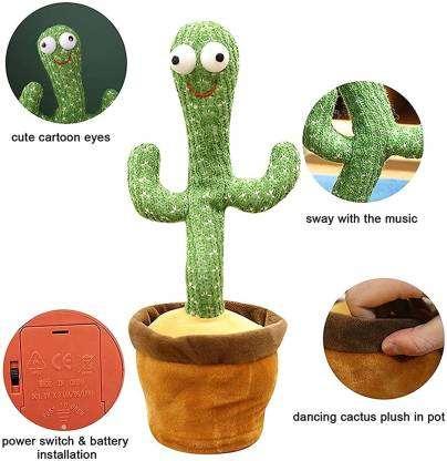 Dancing Cactus Toy, Cactus Musical Baby Toys Repeat What You Say and Sing Electronic Plush Toy for H