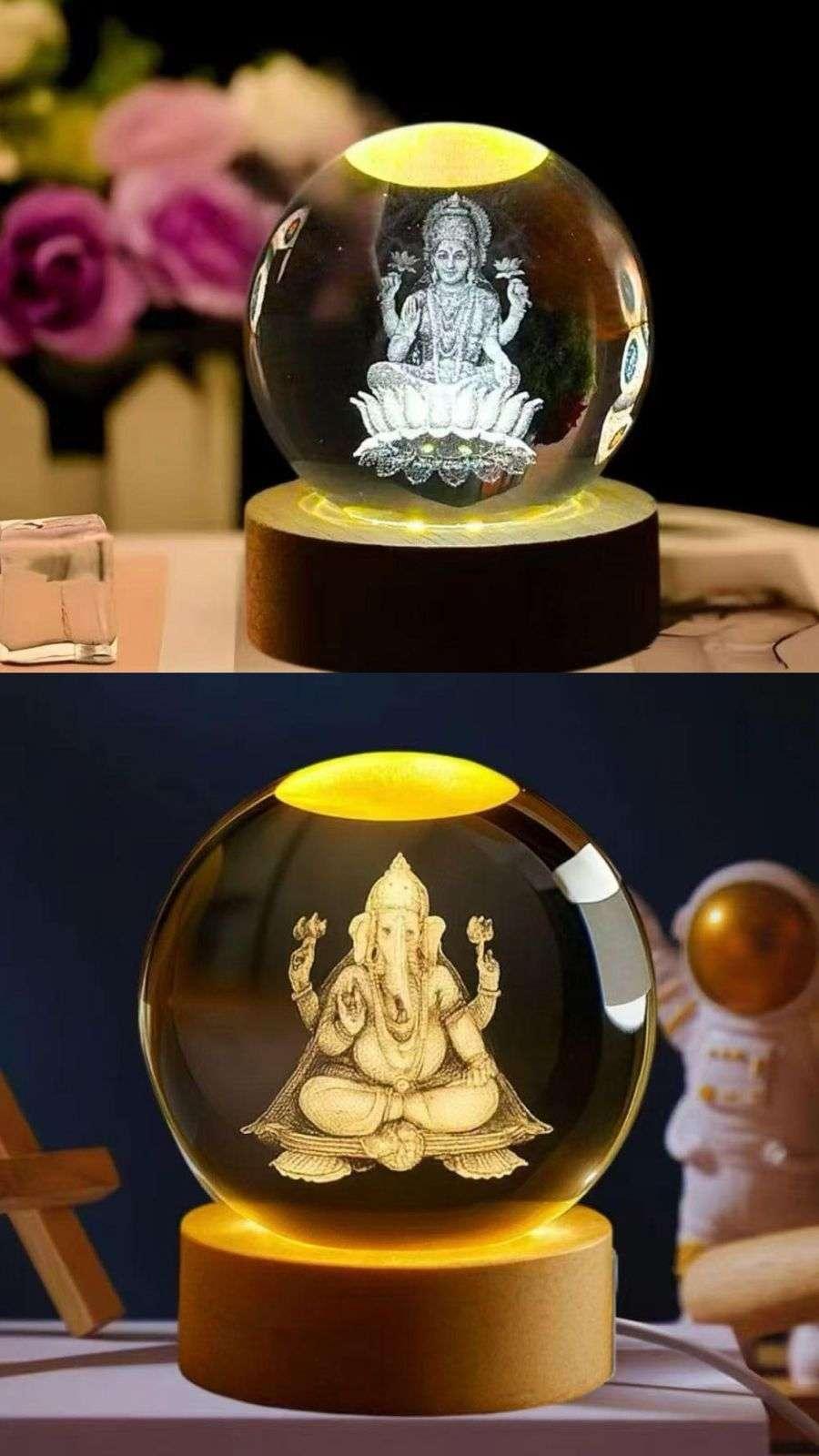LAXMI & GANESH JI CRYSTAL BALL 1pc